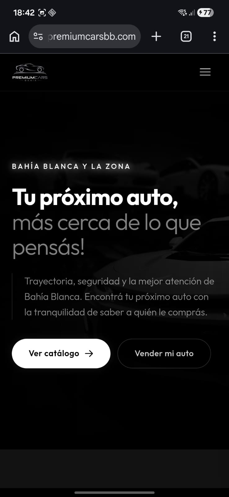 Inicio Web Premium Cars