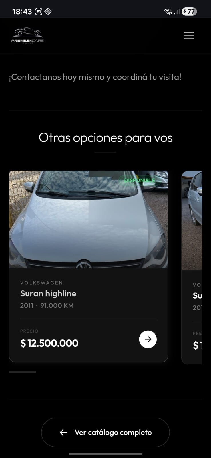 Opciones Web Premium Cars