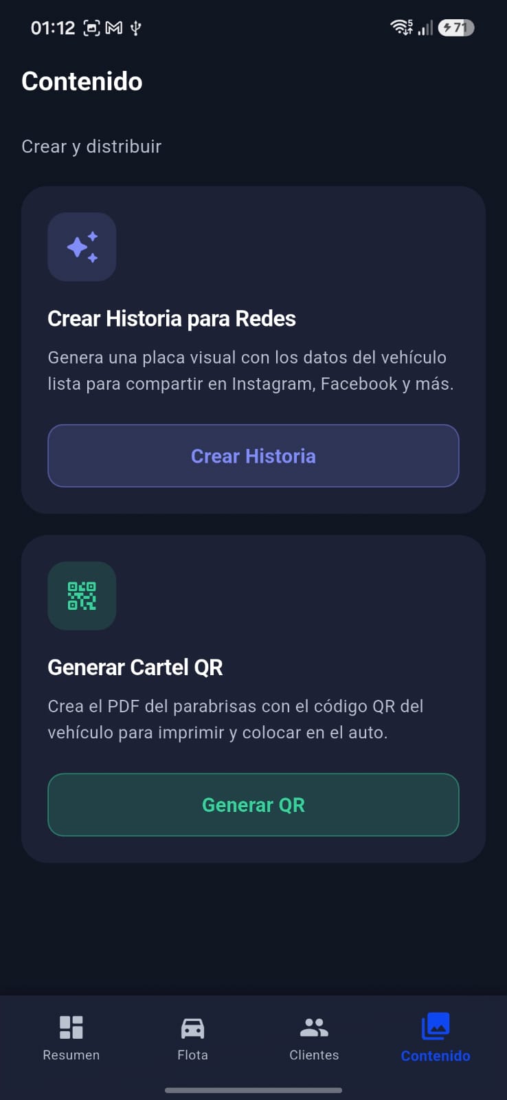 Sección Contenido en SmartFlota App